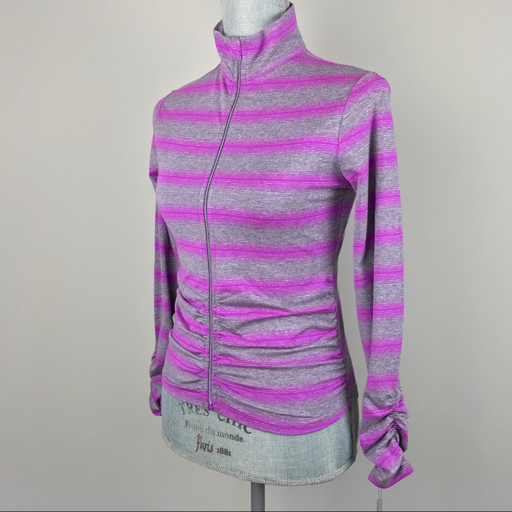 {Calvin Klein} Performance Stripe Ruched Jacket - Picture 5 of 8